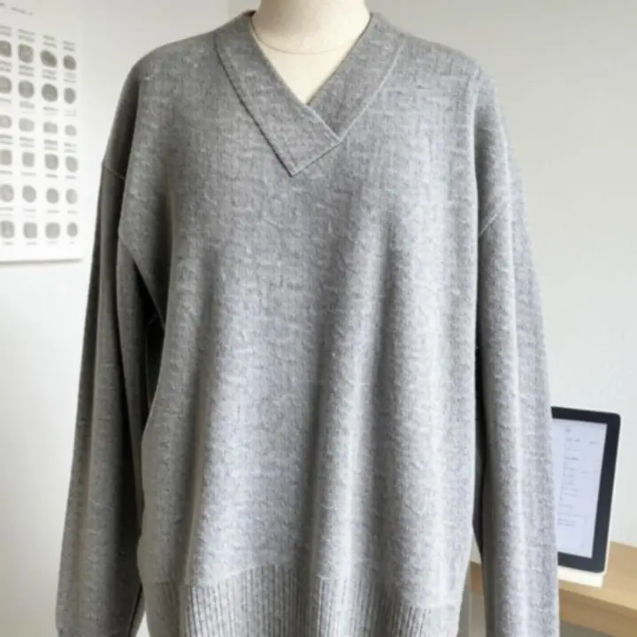 Zbliżenie na sweter z dzianiny prezentujący detal materiału