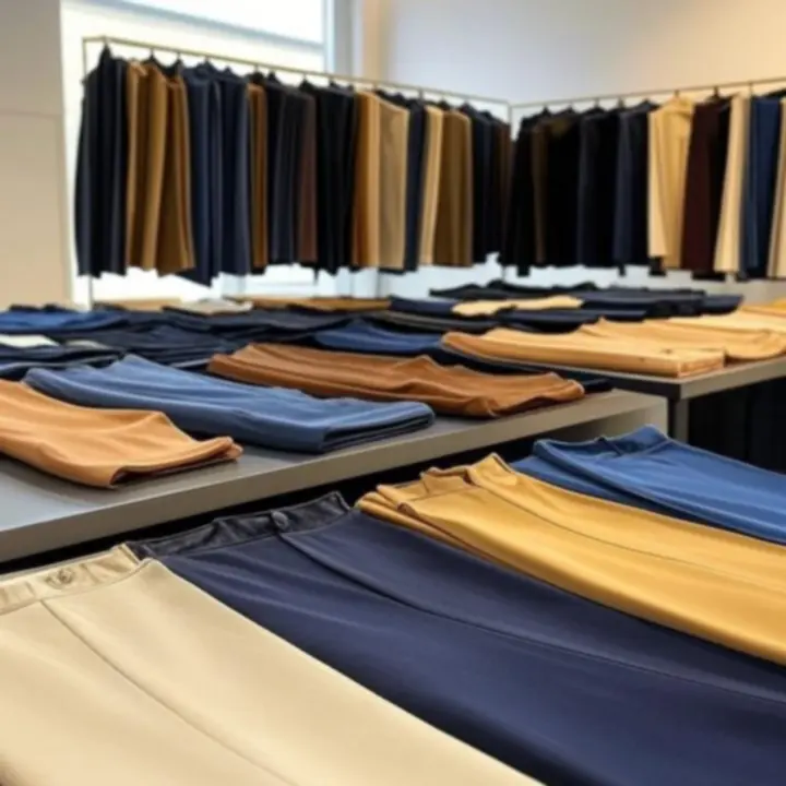 Bestsellerowe i nowe modele spodni ułożone w estetycznej kompozycji.